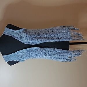 PINK ROSE Boho Knit Open Sweater Vest, Bottom Fringe Tassles, Seafoam Green